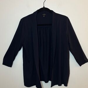 Talbots Navy Blue Shawl Cardigan, lightweight, open front 3/4 sleeve Size Medium